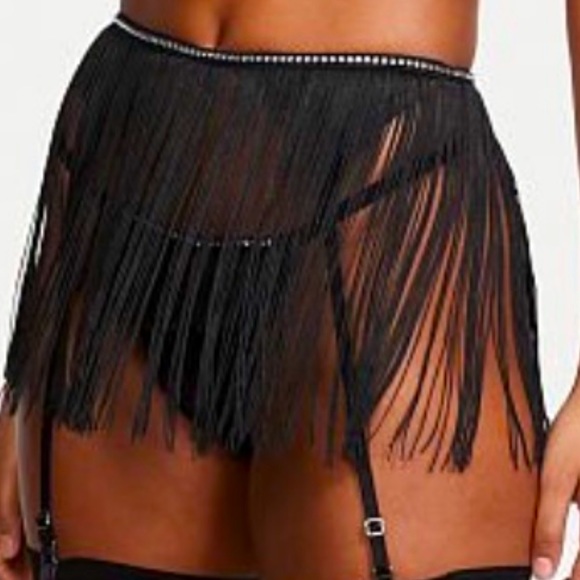 Victoria's Secret Accessories - Victoria's Secret Black String garter NWT size XS/S Shine Strap Garter Belt